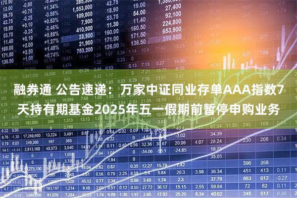 融券通 公告速递：万家中证同业存单AAA指数7天持有期基金2025年五一假期前暂停申购业务