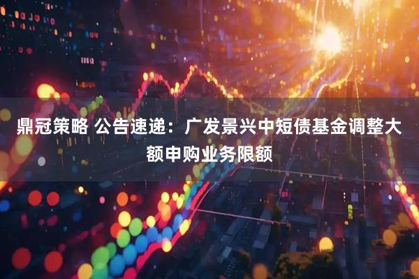 鼎冠策略 公告速递：广发景兴中短债基金调整大额申购业务限额