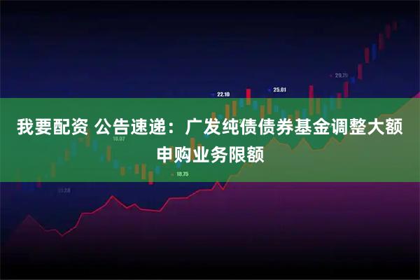 我要配资 公告速递：广发纯债债券基金调整大额申购业务限额